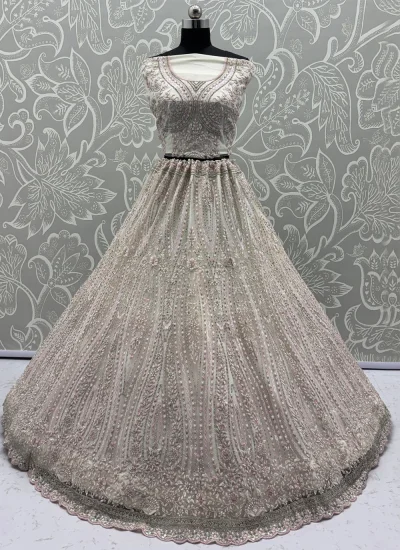 
                            White Net Lehenga Choli