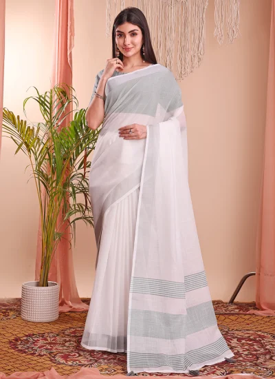 White Woven Party Contemporary Saree