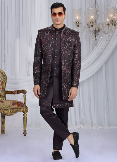 Wine Art Silk Indo Western