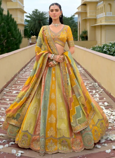 Yellow Cutwork Designer Lehenga Choli