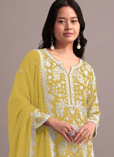 Yellow Embroidered Sharara Set