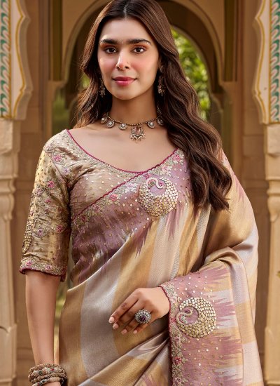 
                            Aesthetic Fancy Fabric Sequins Multi Colour Saree
