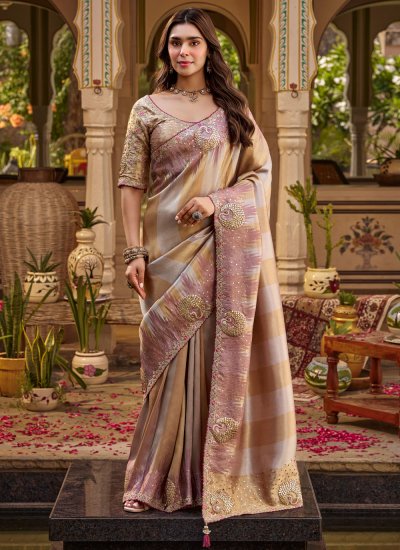 Aesthetic Fancy Fabric Sequins Multi Colour Saree