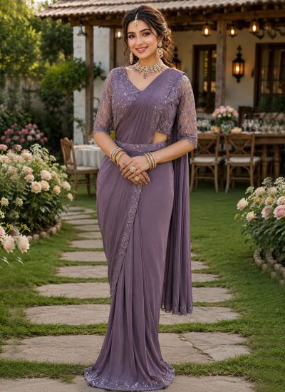 Amazing Sequins Lavender Trendy Saree