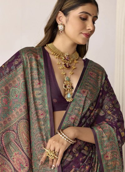 
                            Amusing Purple Printed Saree