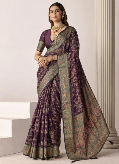 Amusing Purple Printed Saree