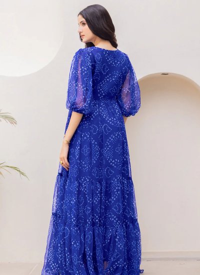 
                            Angelic Digital Print Faux Georgette Readymade Gown