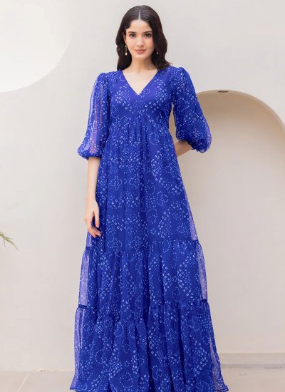 Angelic Digital Print Faux Georgette Readymade Gown