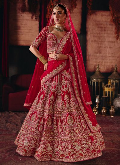 Angelic Red Silk Designer Lehenga Choli
