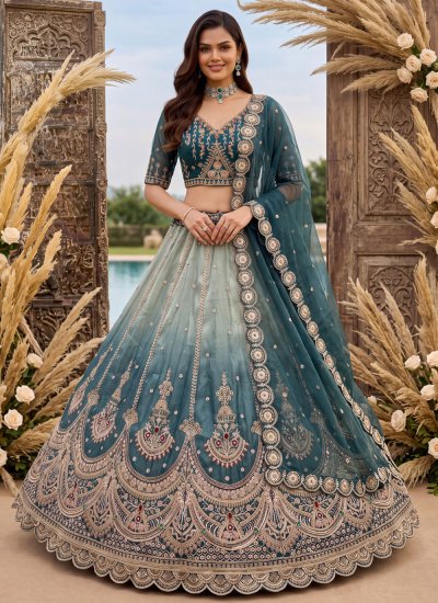 Aqua Blue Color Lehenga Choli