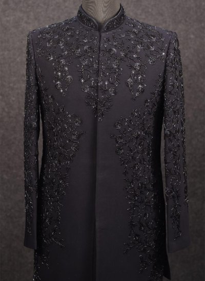 
                            Armani Embroidered Black Indo Western