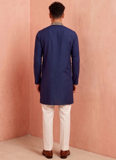 
                            Armani Embroidered Blue Kurta Pyjama