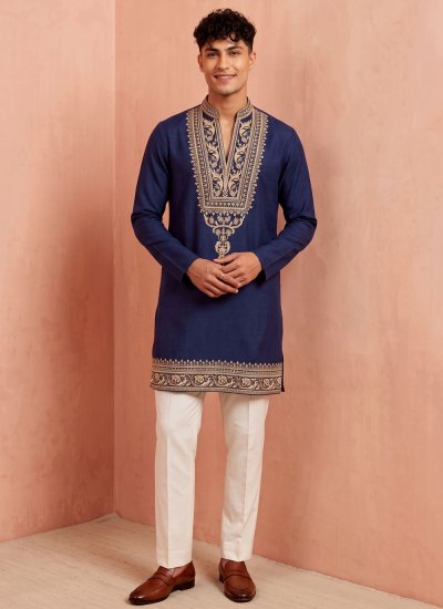 Armani Embroidered Blue Kurta Pyjama
