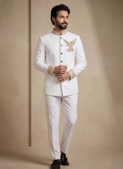 
                            Armani Handwork White Jodhpuri Suit