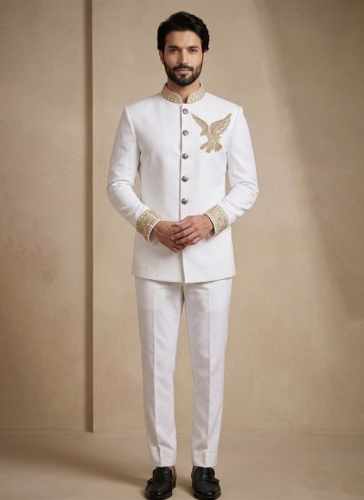 Armani Handwork White Jodhpuri Suit