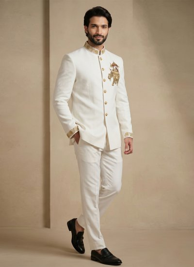
                            Armani Jodhpuri Suit in White Colour