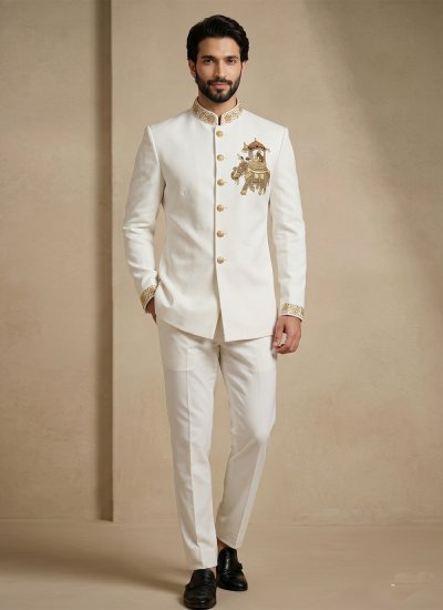 Armani Jodhpuri Suit in White Colour