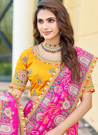 
                            Arresting Embroidered Silk Pink Classic Saree