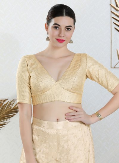Art Silk Cream Plain Blouse