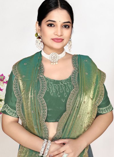 
                            Artistic Sea Green Ceremonial Classic Saree