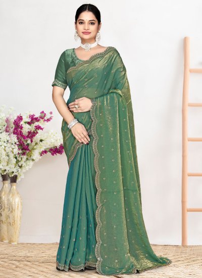 Artistic Sea Green Ceremonial Classic Saree