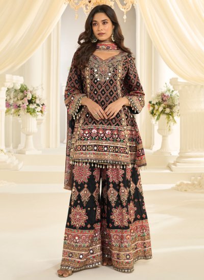 Astounding Multi Colour Gota Work Palazzo Salwar Kameez
