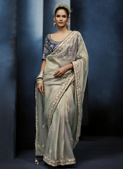 Auspicious Border Green Fancy Fabric Traditional Saree