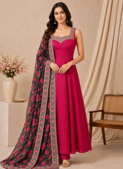 Auspicious Embroidered Silk Anarkali Salwar Kameez