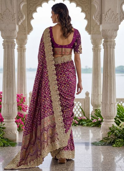 
                            Banarasi Silk Contemporary Saree in Purple Colour