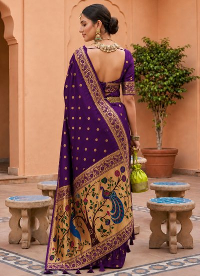 
                            Banarasi Silk Purple Classic Saree