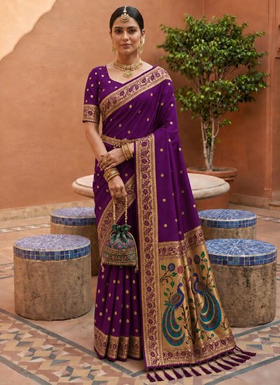 Banarasi Silk Purple Classic Saree