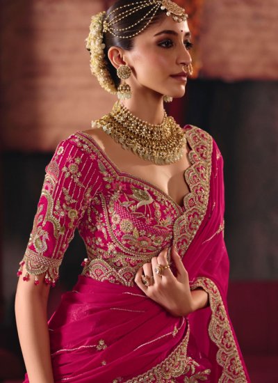 
                            Beads Silk Trendy Layered Lehenga Choli in Pink Colour