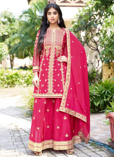 Beauteous Chinon Palazzo Salwar Suit