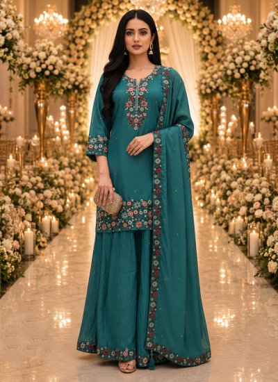 Beauteous Shimmer Rama Embroidered Salwar Kameez
