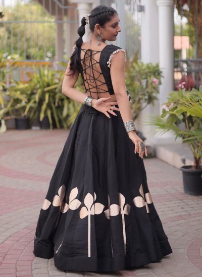
                            Beautiful Silk Black Gota Work Readymade Lehenga Choli