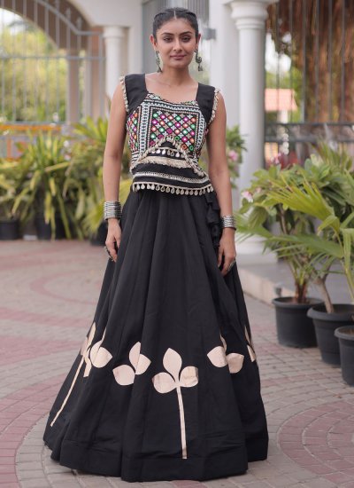 Beautiful Silk Black Gota Work Readymade Lehenga Choli