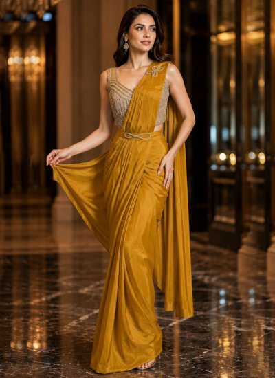 Bedazzling Mustard Classic Saree