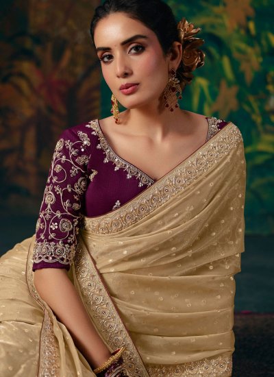 
                            Beige Fancy Fabric Contemporary Saree