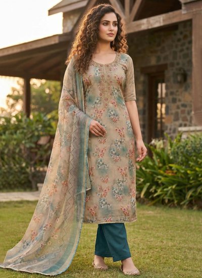 Beige Festival Viscose Pant Style Suit