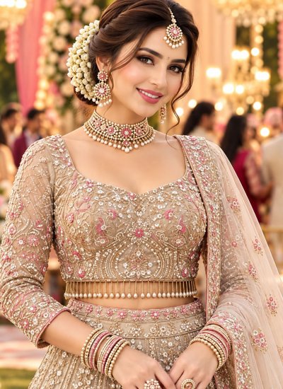 
                            Beige Resham Festival Readymade Lehenga Choli
