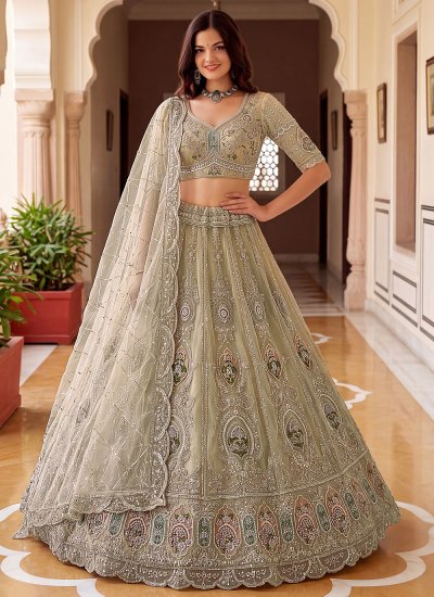 Beige Zari Trendy Lehenga Choli