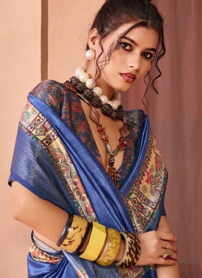 
                            Best Silk Woven Blue Contemporary Saree
