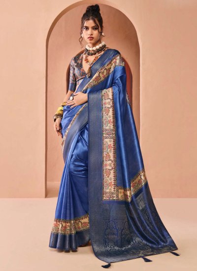 Best Silk Woven Blue Contemporary Saree