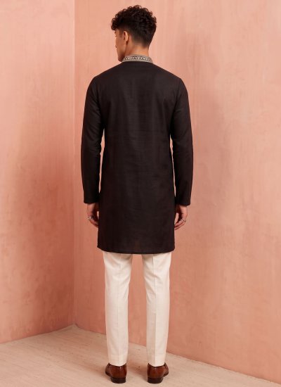 
                            Black Armani Embroidered Kurta Pyjama