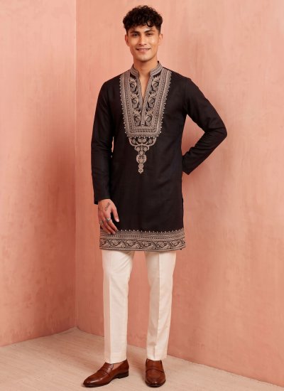 Black Armani Embroidered Kurta Pyjama