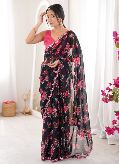 Black Color Contemporary Saree