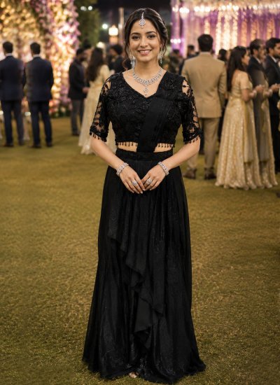 Black Embroidered Festival Contemporary Saree