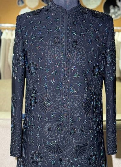 
                            Black Embroidered Indo Western