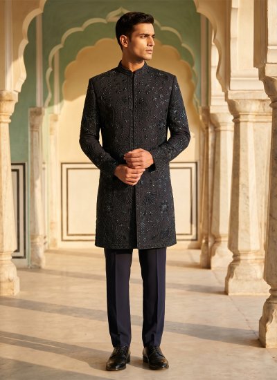 Black Embroidered Indo Western