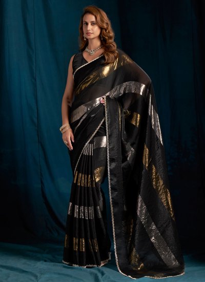 Black Fancy Party Classic Saree